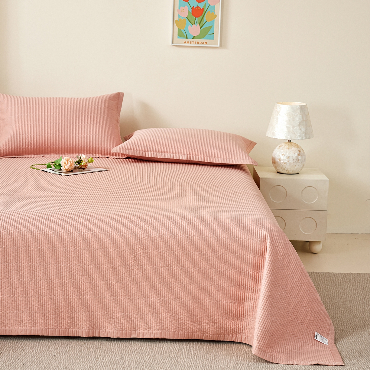 91家纺网 家纺一手货源 找家纺 元元家居（元元被业） 2026新款全棉纯棉13372系列夹棉枕套单件枕套单品单枕套-纯色款 炫彩粉