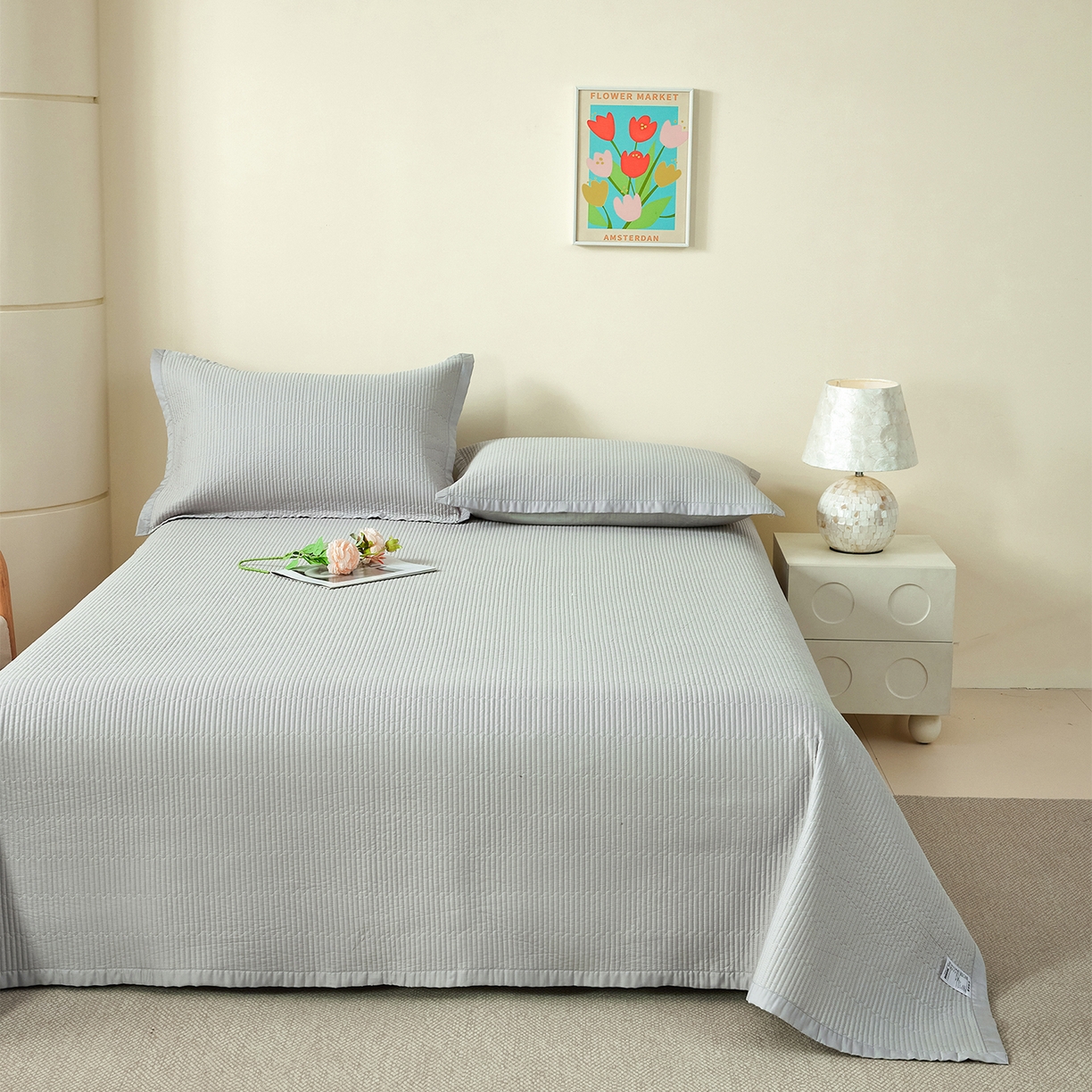 91家纺网 家纺一手货源 找家纺 元元家居（元元被业） 2026新款全棉纯棉13372系列夹棉枕套单件枕套单品单枕套-纯色款 雅灰