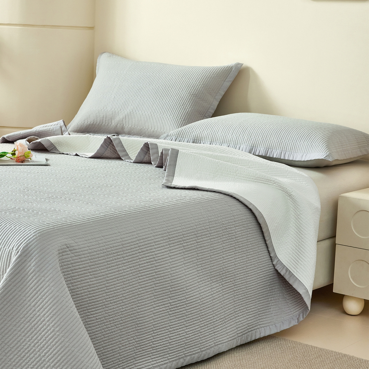 91家纺网 家纺一手货源 找家纺 元元家居（元元被业） 2026新款全棉纯棉13372系列夹棉枕套单件枕套单品单枕套-纯色款 雅灰