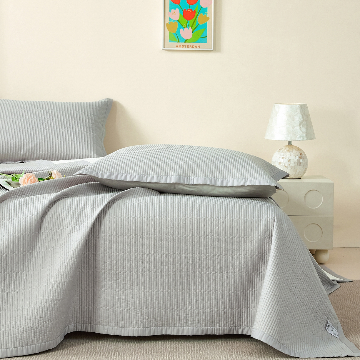 91家纺网 家纺一手货源 找家纺 元元家居（元元被业） 2026新款全棉纯棉13372系列夹棉枕套单件枕套单品单枕套-纯色款 雅灰