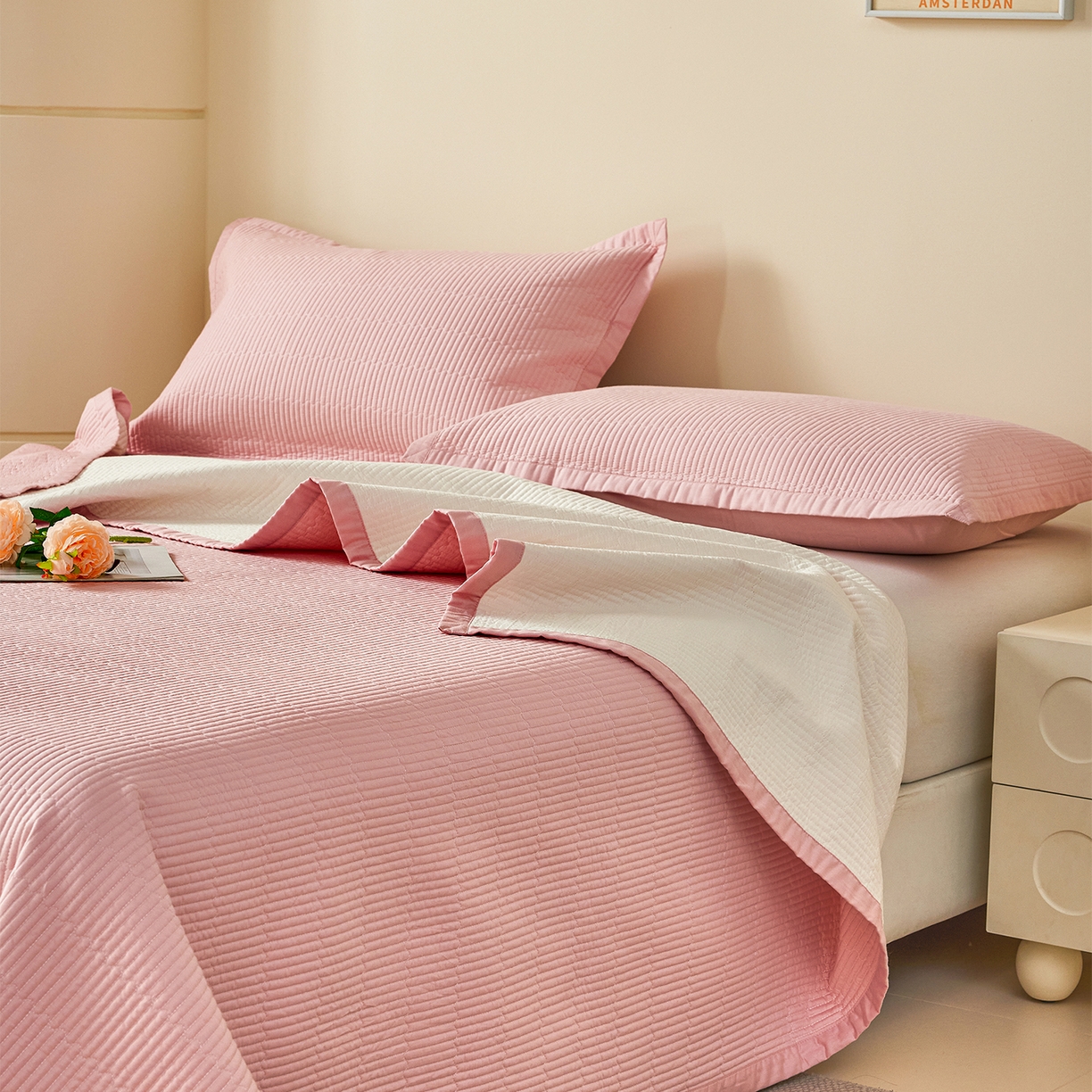 91家纺网 家纺一手货源 找家纺 （总）元元家居（元元被业） 2026新款全棉纯棉13372系列床盖单件床盖单品单床盖-纯色款