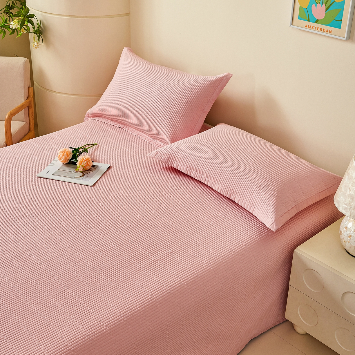 91家纺网 家纺一手货源 找家纺 （总）元元家居（元元被业） 2026新款全棉纯棉13372系列床盖单件床盖单品单床盖-纯色款