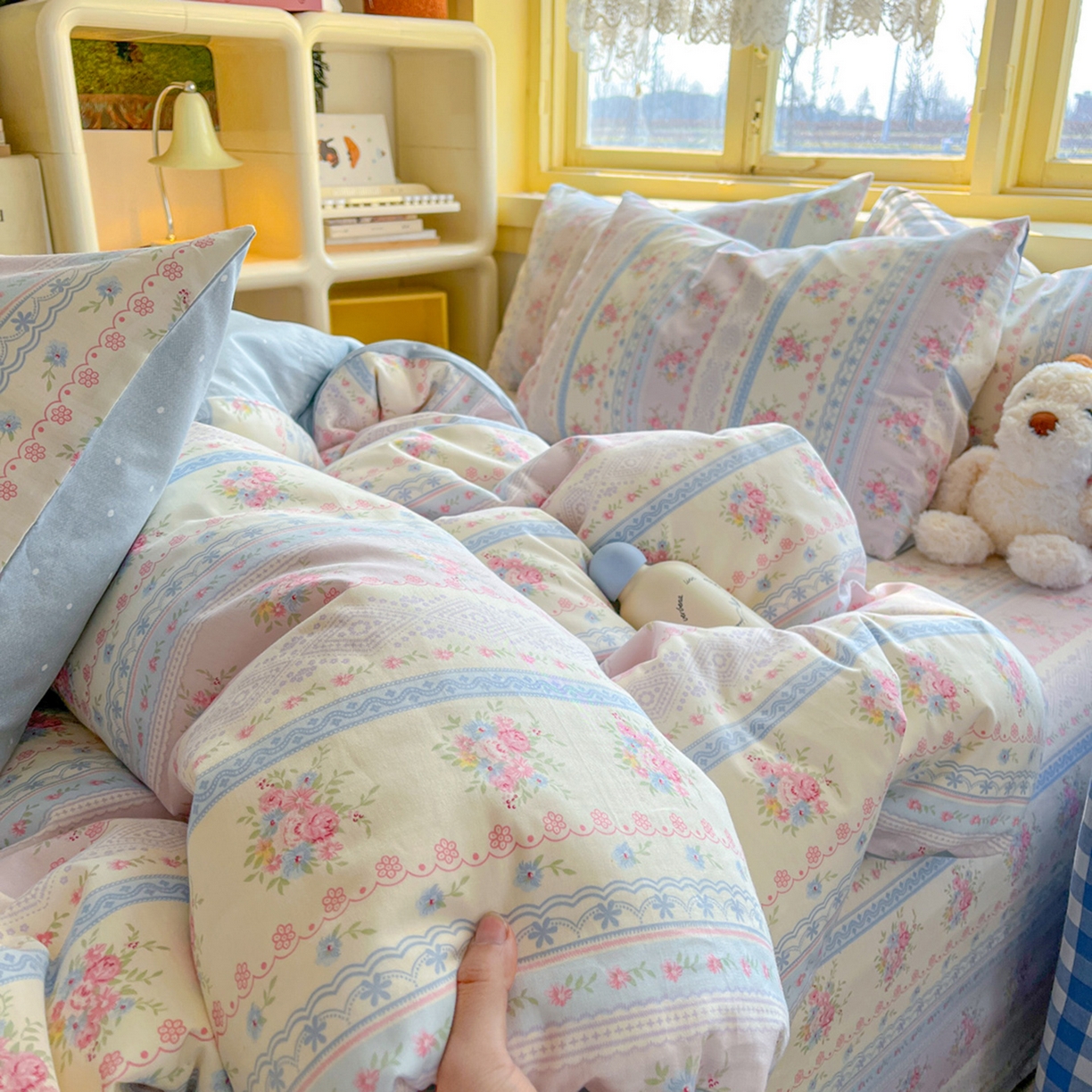 91家纺网 家纺一手货源 找家纺 简约家纺 2026新款全棉斜纹12868四件套单床单系列 花满情