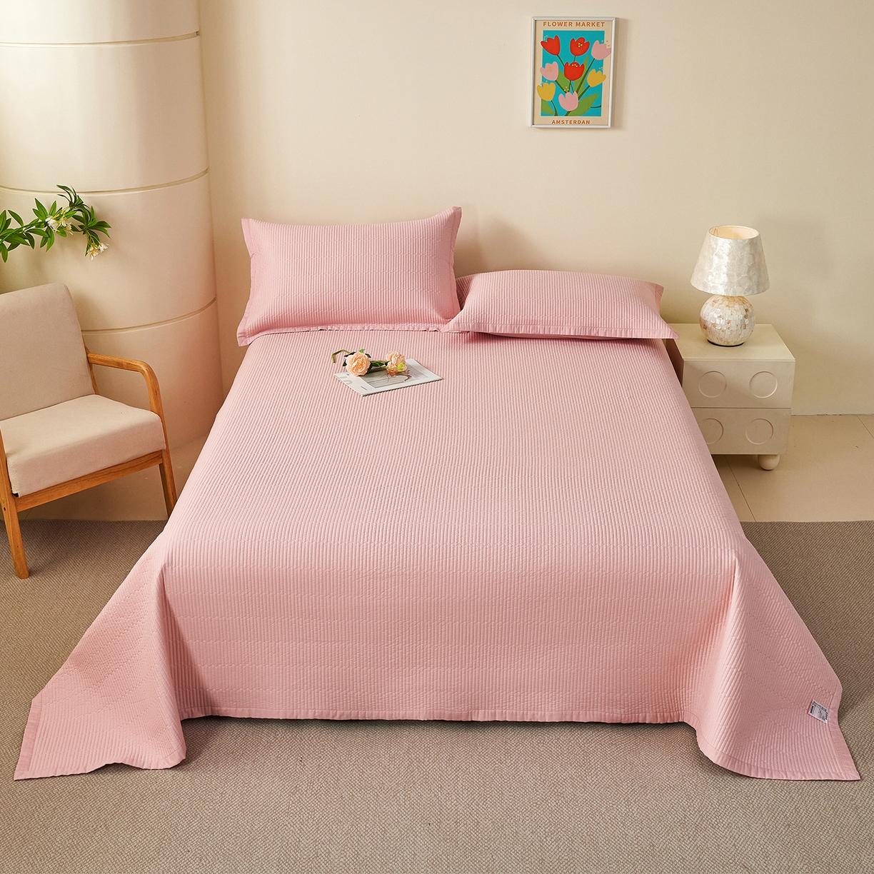 91家纺网 家纺一手货源 找家纺 （总）元元家居（元元被业） 2026新款全棉纯棉13372系列床盖单件床盖单品单床盖-纯色款