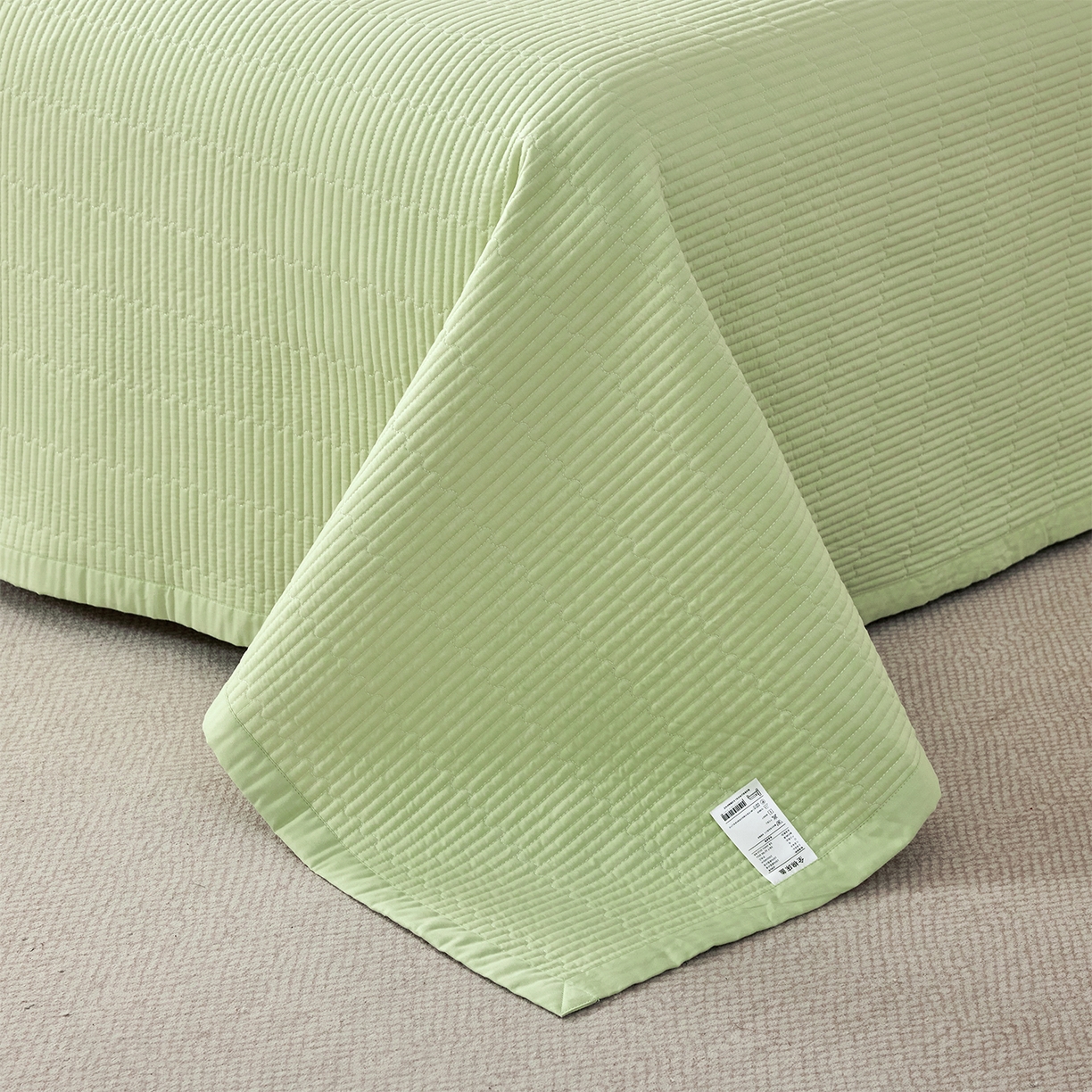 91家纺网 家纺一手货源 找家纺 元元家居（元元被业） 2026新款全棉纯棉13372系列床盖单件床盖单品单床盖-纯色款 麦田绿