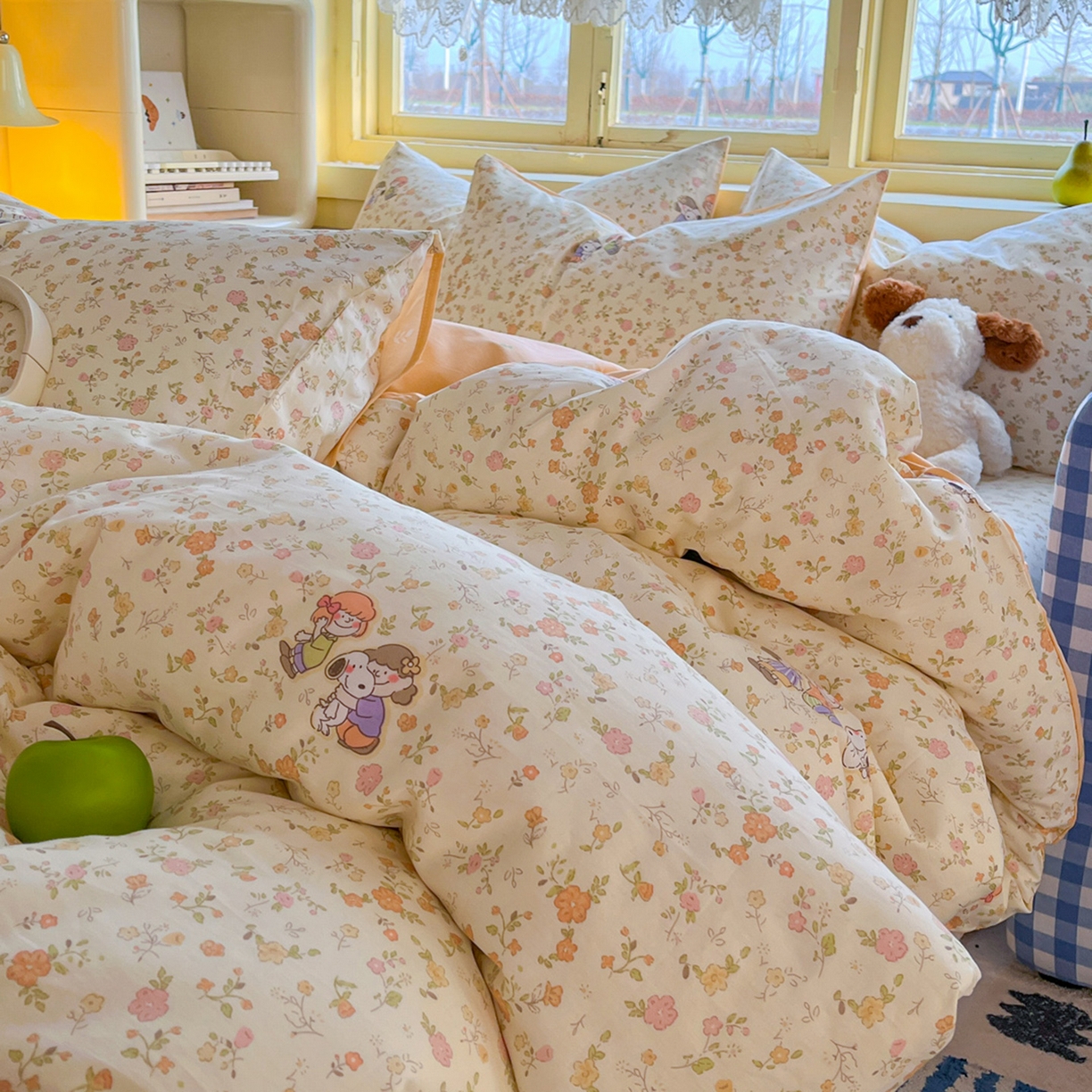 91家纺网 家纺一手货源 找家纺 简约家纺 2026新款全棉斜纹12868四件套单床单系列 史努比花海