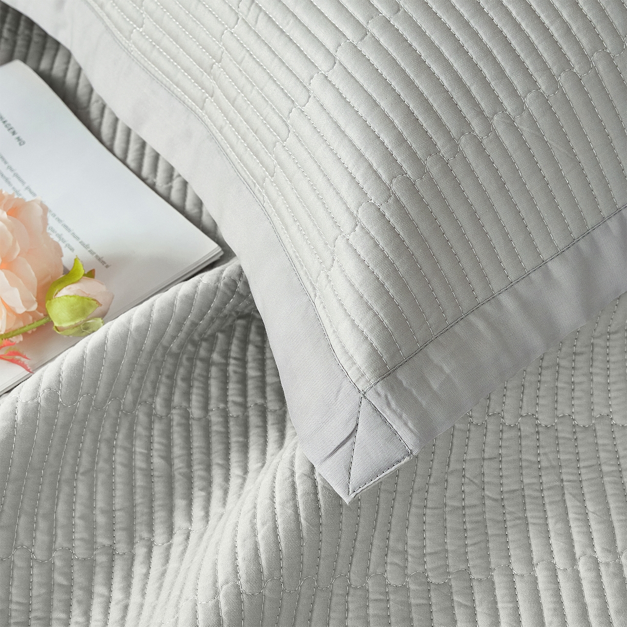 91家纺网 家纺一手货源 找家纺 元元家居（元元被业） 2026新款全棉纯棉13372系列床盖单件床盖单品单床盖-纯色款 雅灰