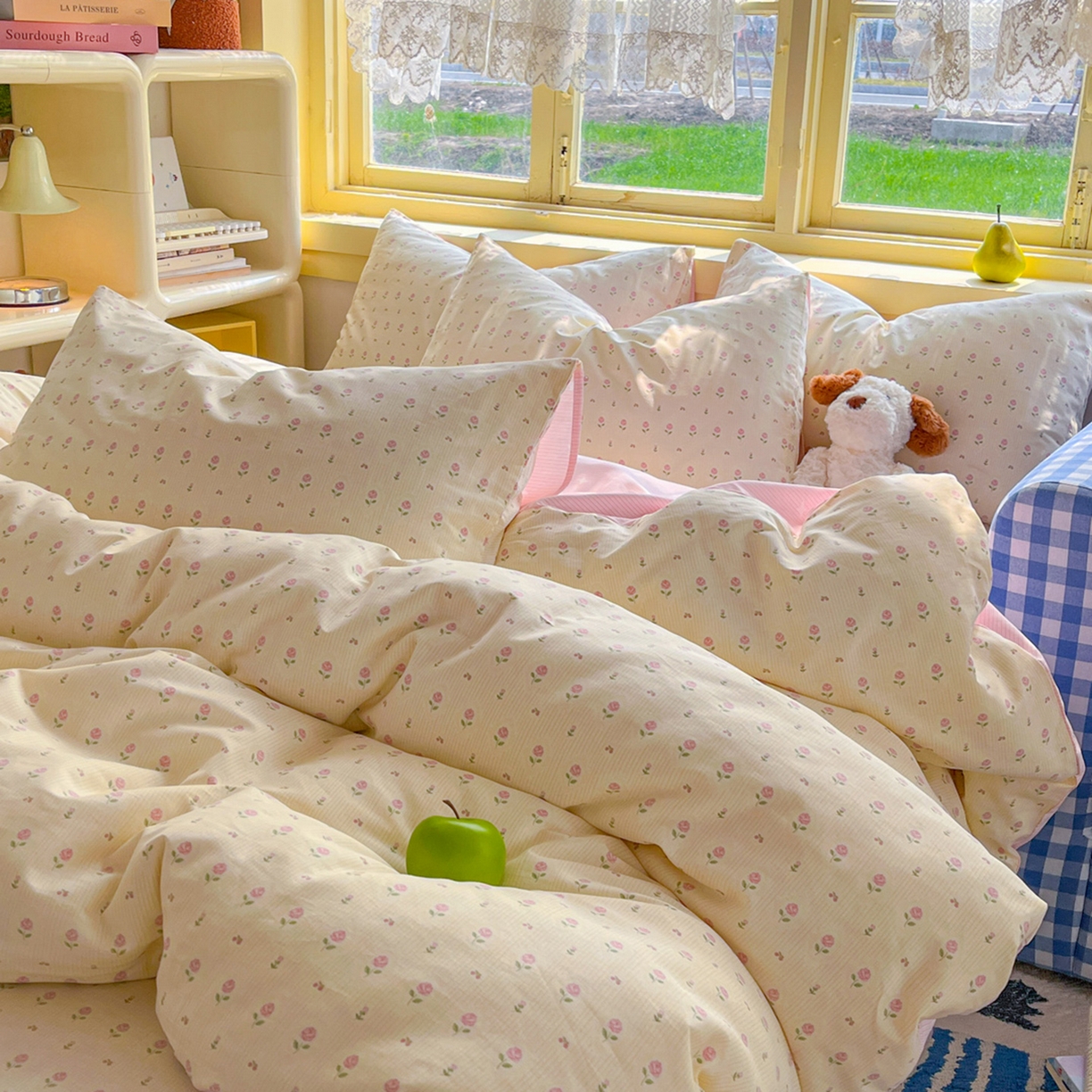 91家纺网 家纺一手货源 找家纺 简约家纺 2026新款全棉斜纹12868四件套单床单系列 恬淡小花