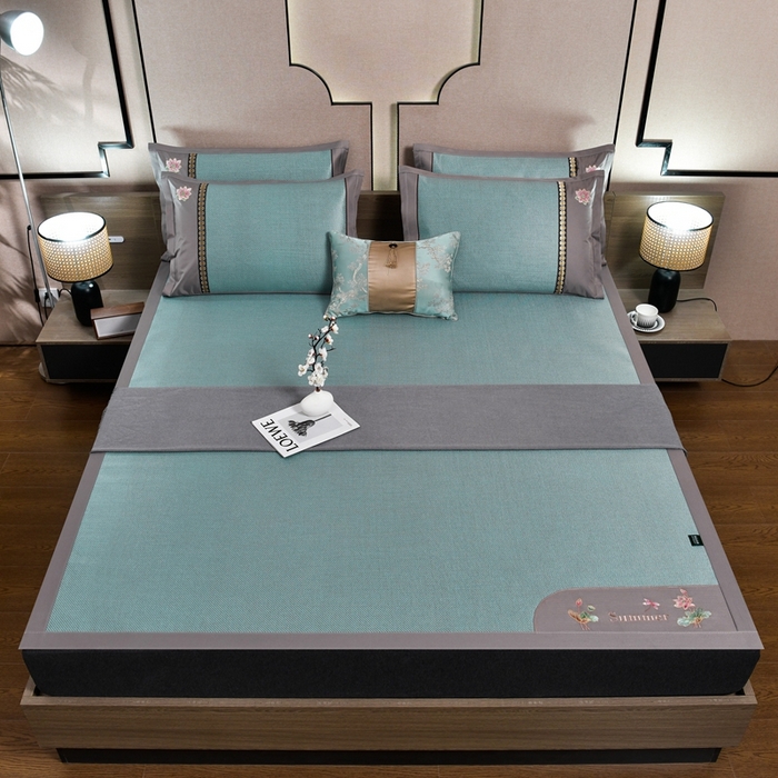 91家纺网 家纺一手货源 找家纺 （总）娜朵家纺 2026新款荷塘月色冰藤双面席-床席款