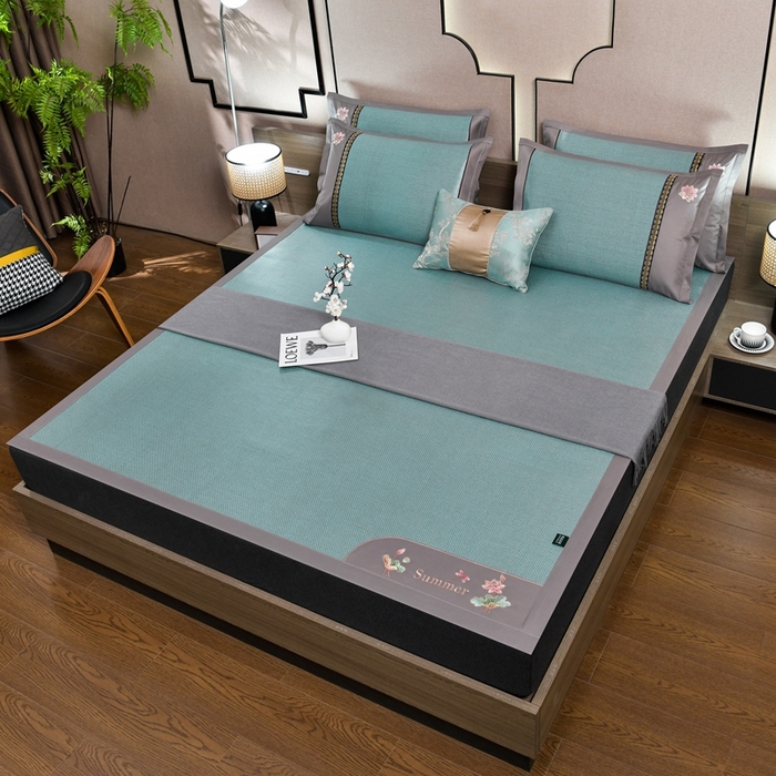 91家纺网 家纺一手货源 找家纺 （总）娜朵家纺 2026新款荷塘月色冰藤双面席-床席款