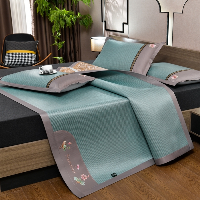 91家纺网 家纺一手货源 找家纺 （总）娜朵家纺 2026新款荷塘月色冰藤双面席-床席款