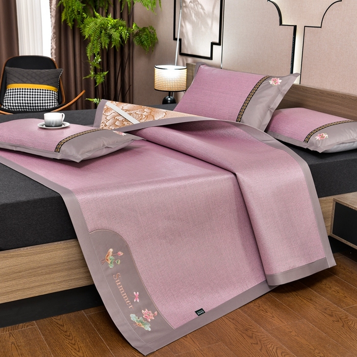 91家纺网 家纺一手货源 找家纺 （总）娜朵家纺 2026新款荷塘月色冰藤双面席-床席款