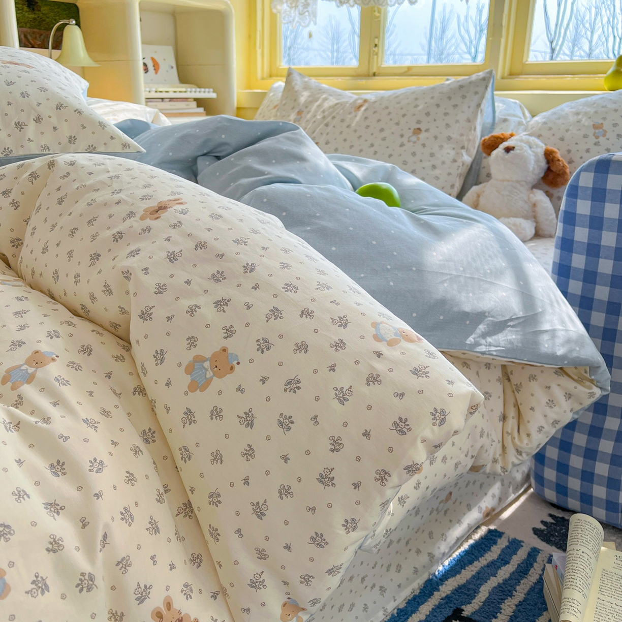 91家纺网 家纺一手货源 找家纺 简约家纺 2026新款全棉斜纹12868四件套单床单系列 小奶兔