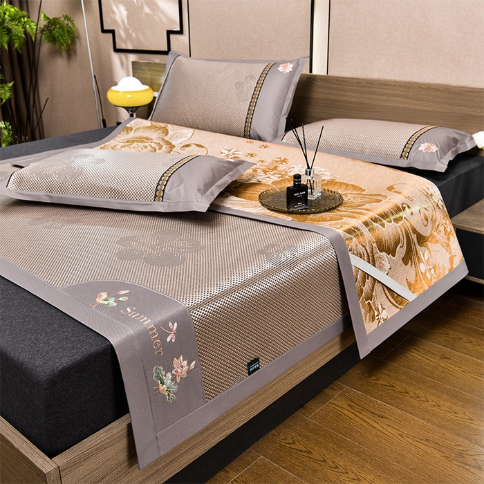 91家纺网 家纺一手货源 找家纺 （总）娜朵家纺 2026新款荷塘月色冰藤双面席-床席款