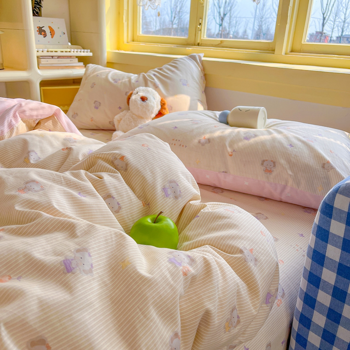 91家纺网 家纺一手货源 找家纺 简约家纺 2026新款全棉斜纹12868四件套单床单系列 星小象-米