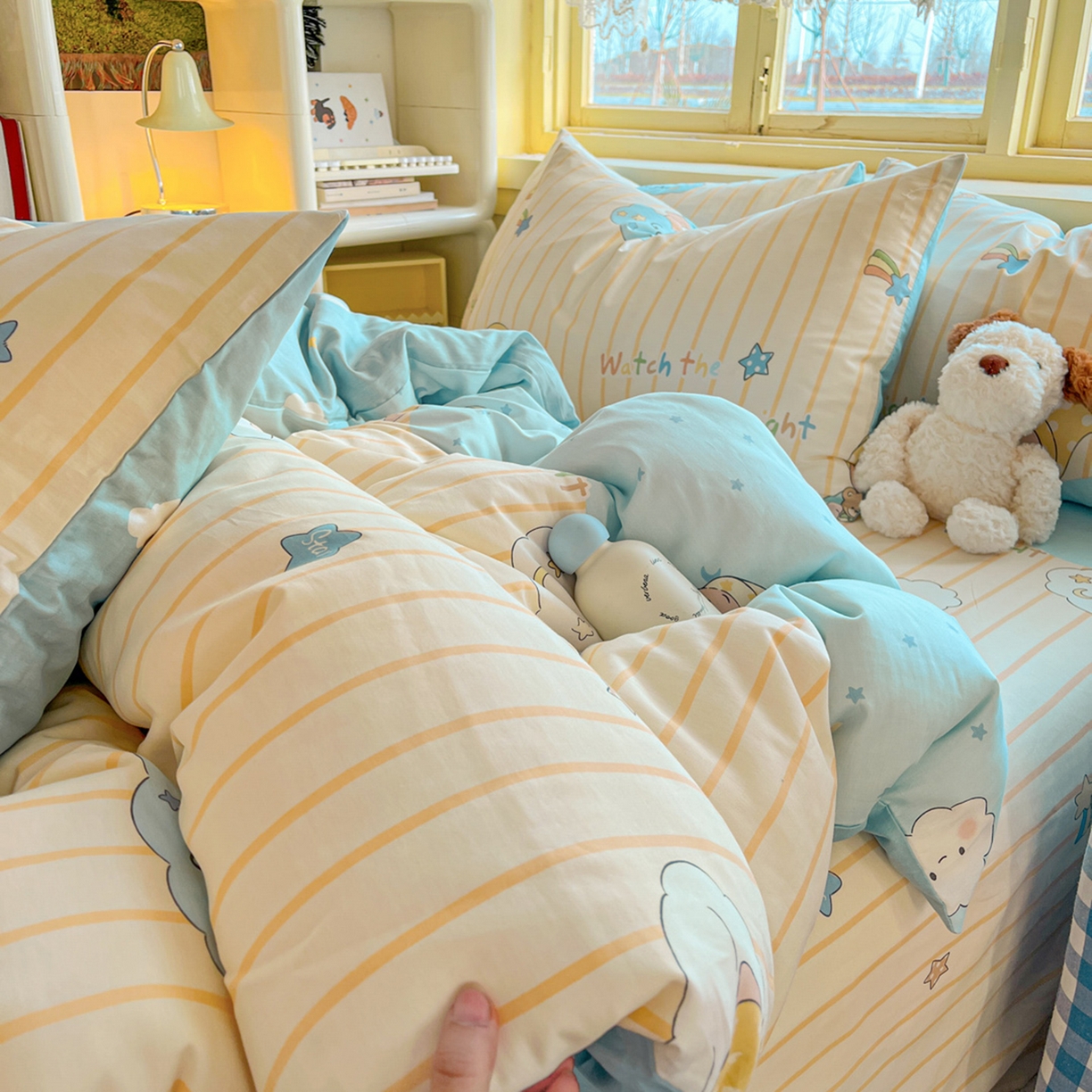 91家纺网 家纺一手货源 找家纺 简约家纺 2026新款全棉斜纹12868四件套单床单系列 星语星愿