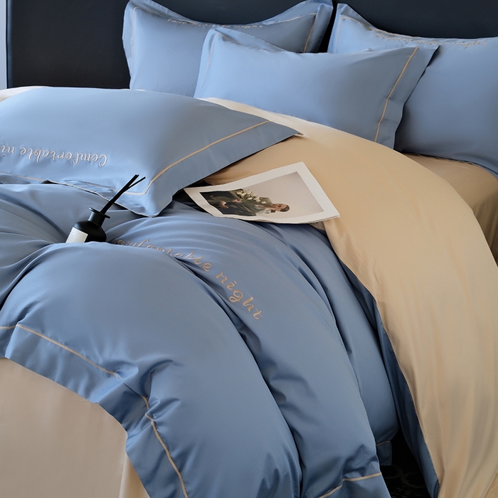 91家纺网 家纺一手货源 找家纺 （总）女子家纺 2026新款A类全棉长绒棉双拼四件套刺绣轻奢床上用品-原素