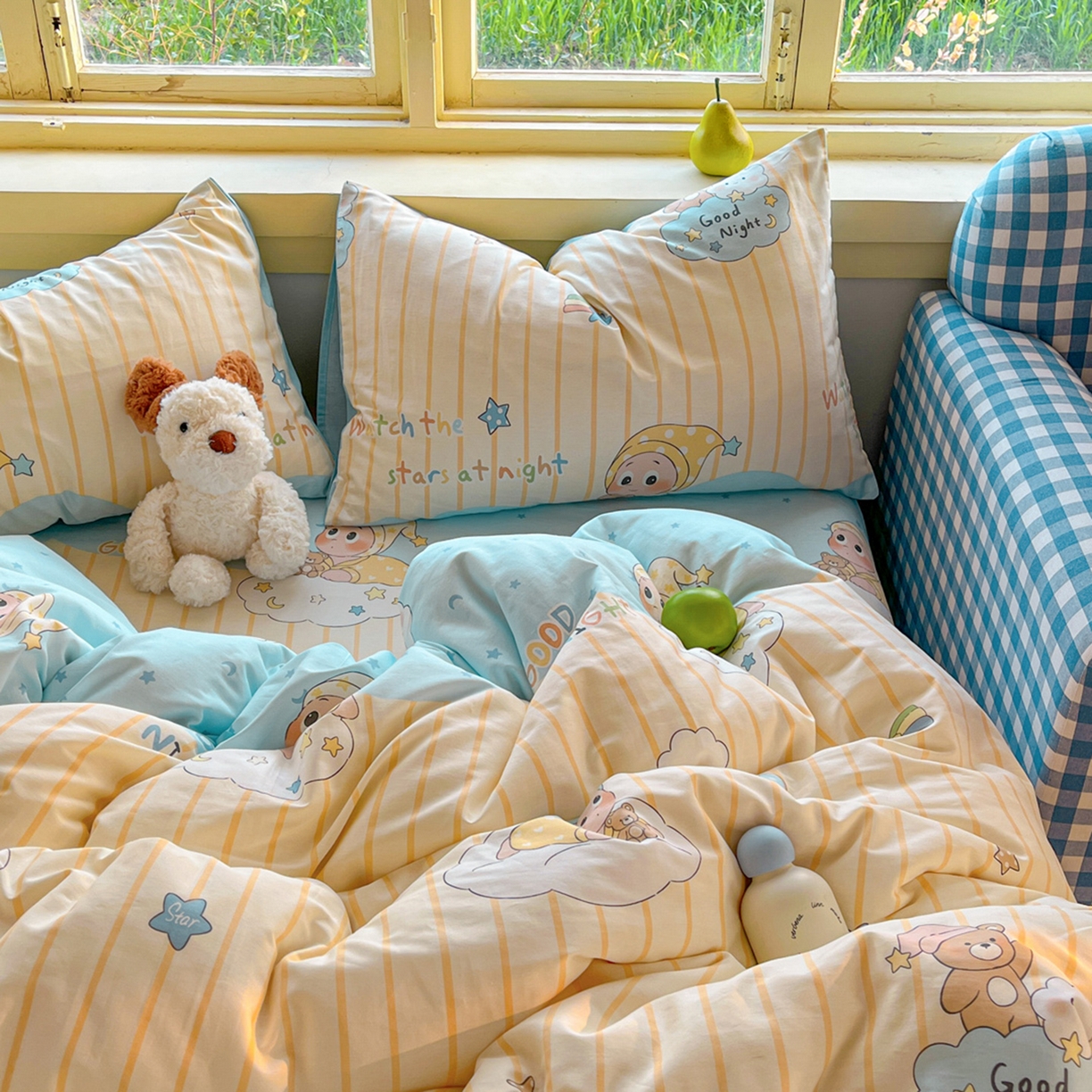 91家纺网 家纺一手货源 找家纺 简约家纺 2026新款全棉斜纹12868四件套单床单系列 星语星愿