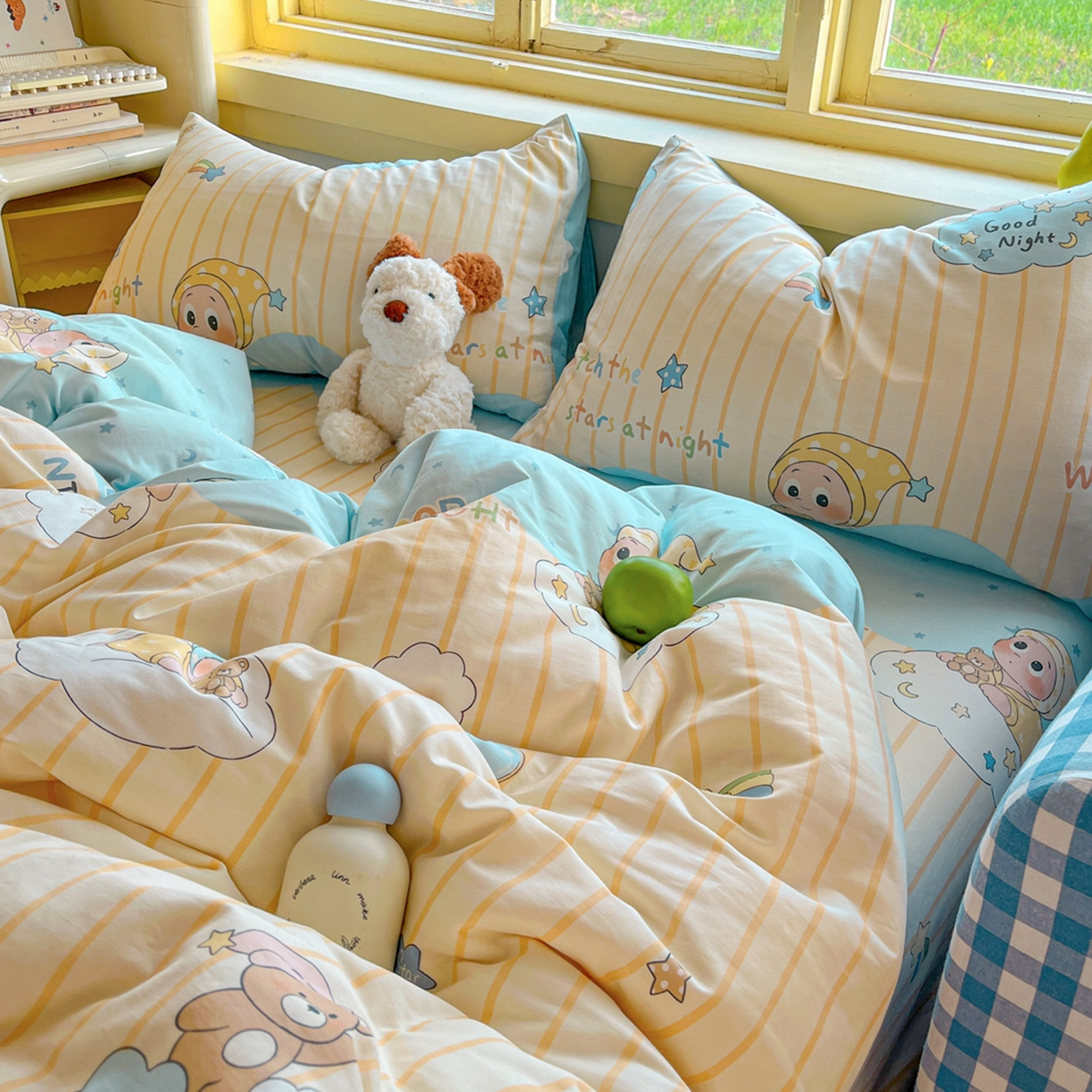 91家纺网 家纺一手货源 找家纺 简约家纺 2026新款全棉斜纹12868四件套单床单系列 星语星愿