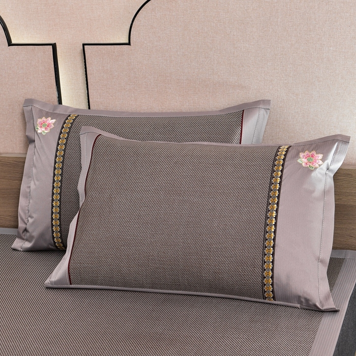 91家纺网 家纺一手货源 找家纺 娜朵家纺 2026新款荷塘月色冰藤双面席-床席款 荷塘月色-冰藤黑咖