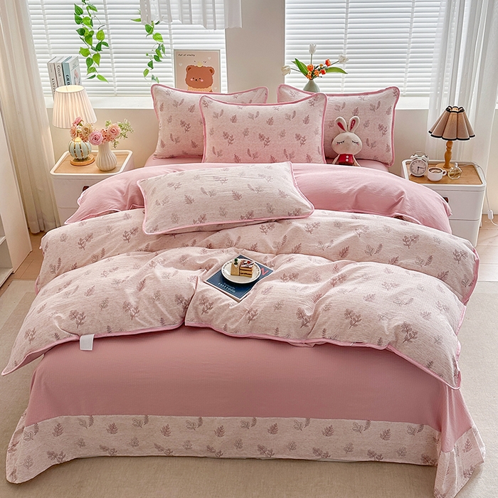 91家纺网 家纺一手货源 找家纺 （总）爱洛家纺 2026新款印花皱皱纱四件套