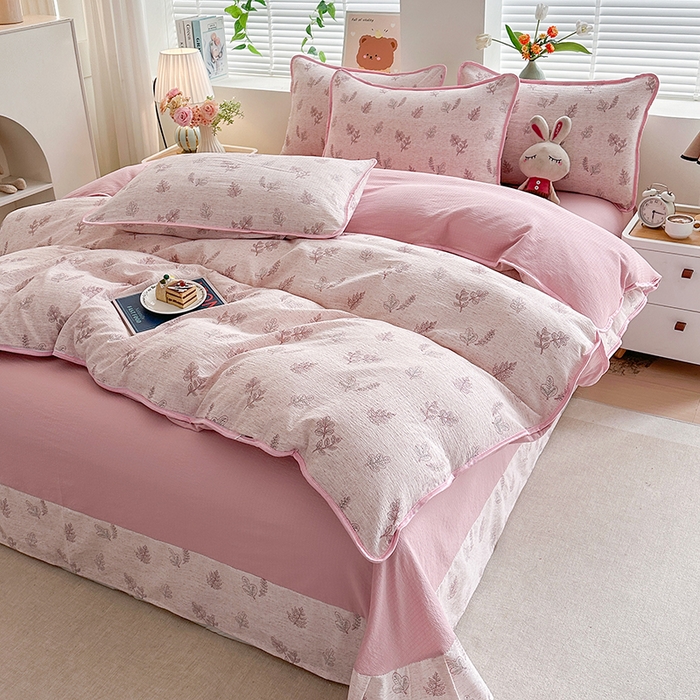 91家纺网 家纺一手货源 找家纺 （总）爱洛家纺 2026新款印花皱皱纱四件套