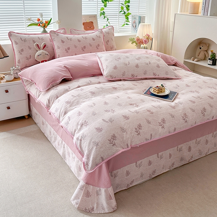 91家纺网 家纺一手货源 找家纺 （总）爱洛家纺 2026新款印花皱皱纱四件套