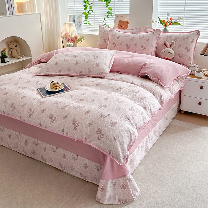 91家纺网 家纺一手货源 找家纺 （总）爱洛家纺 2026新款印花皱皱纱四件套