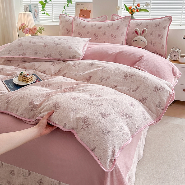 91家纺网 家纺一手货源 找家纺 （总）爱洛家纺 2026新款印花皱皱纱四件套