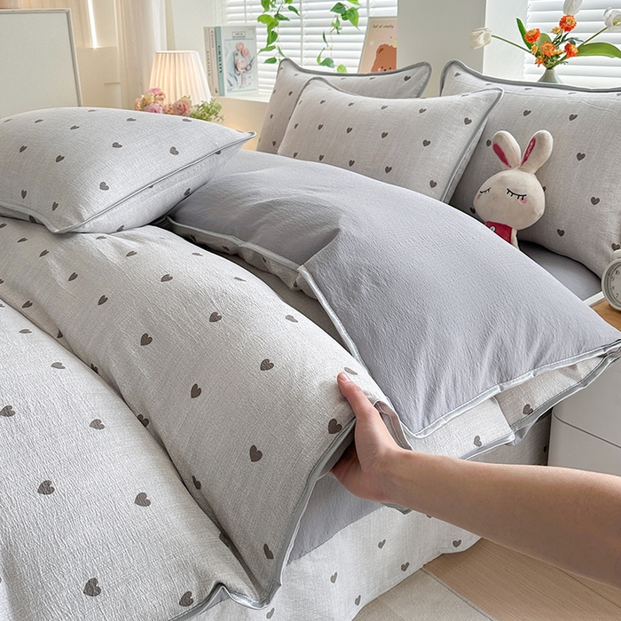 91家纺网 家纺一手货源 找家纺 （总）爱洛家纺 2026新款印花皱皱纱四件套