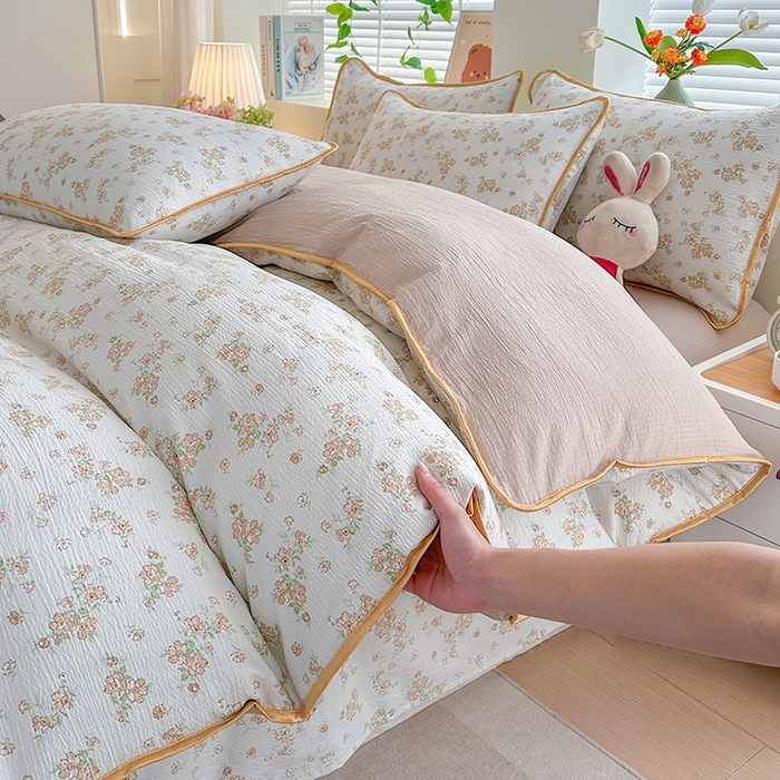 91家纺网 家纺一手货源 找家纺 （总）爱洛家纺 2026新款印花皱皱纱四件套