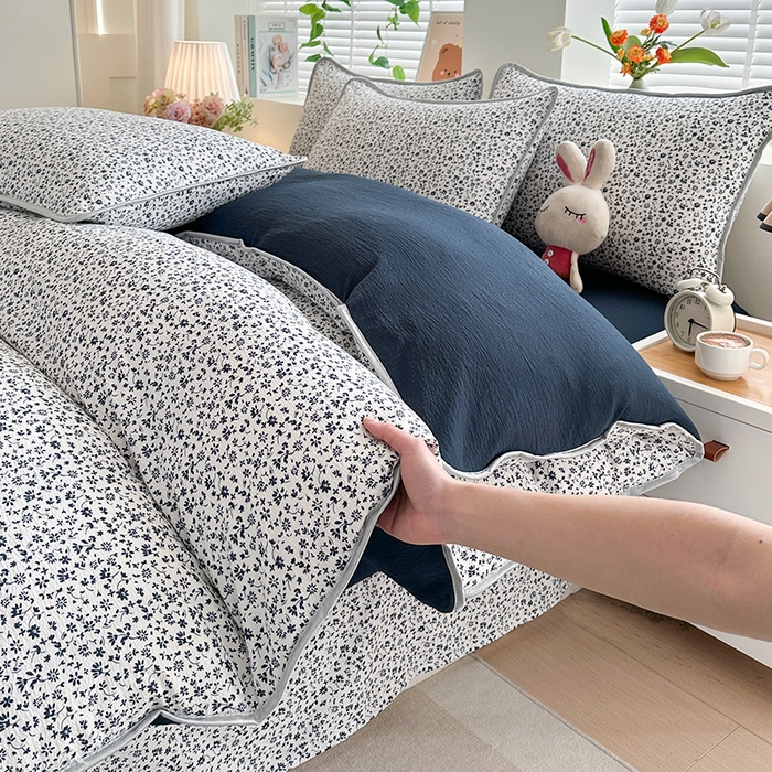 91家纺网 家纺一手货源 找家纺 （总）爱洛家纺 2026新款印花皱皱纱四件套