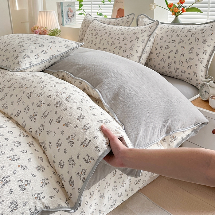 91家纺网 家纺一手货源 找家纺 （总）爱洛家纺 2026新款印花皱皱纱四件套