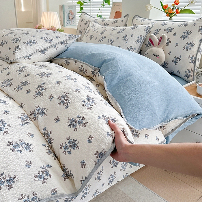 91家纺网 家纺一手货源 找家纺 （总）爱洛家纺 2026新款印花皱皱纱四件套