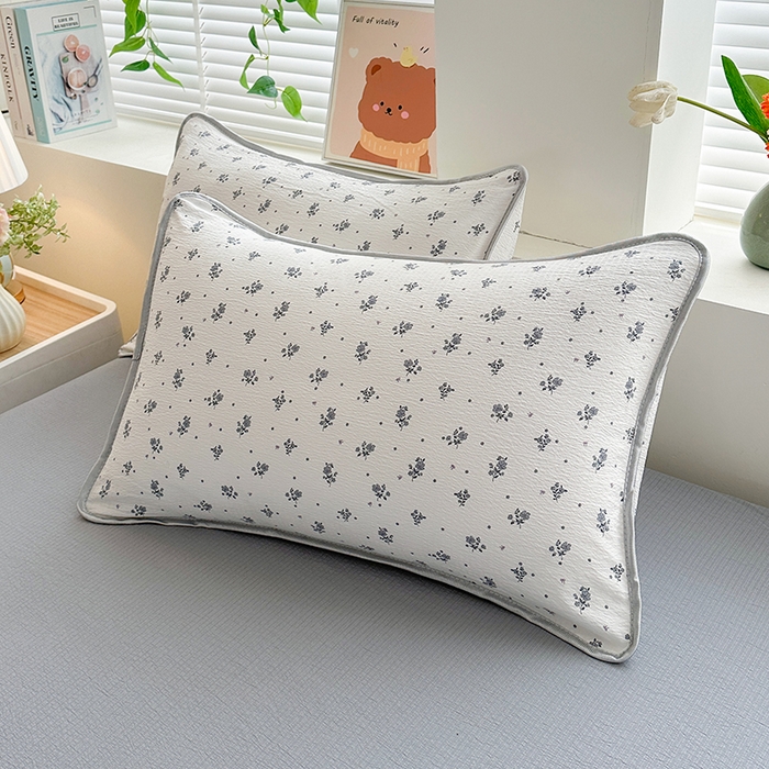 91家纺网 家纺一手货源 找家纺 爱洛家纺 2026新款印花皱皱纱四件套 青岚细叶