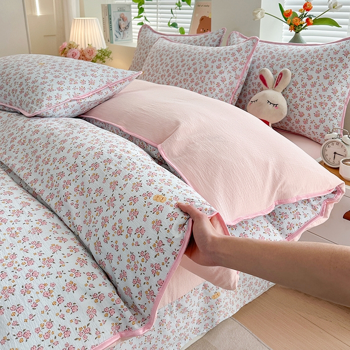 91家纺网 家纺一手货源 找家纺 （总）爱洛家纺 2026新款印花皱皱纱四件套