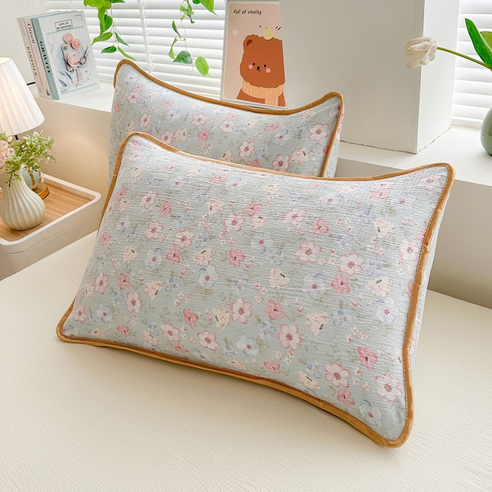 91家纺网 家纺一手货源 找家纺 爱洛家纺 2026新款印花皱皱纱四件套 清溪落英