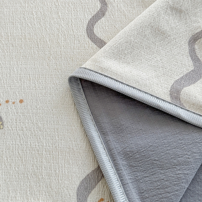 91家纺网 家纺一手货源 找家纺 爱洛家纺 2026新款印花皱皱纱四件套 雾蓝水波纹