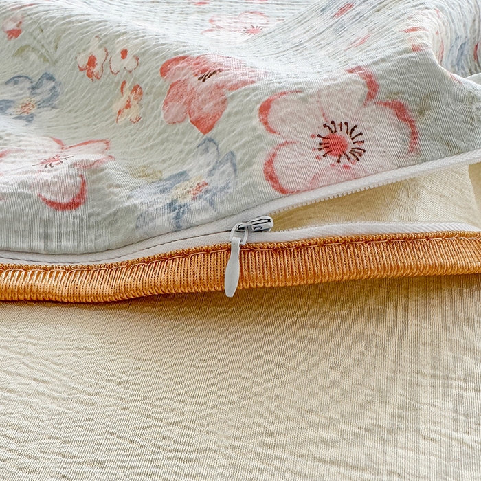 91家纺网 家纺一手货源 找家纺 爱洛家纺 2026新款印花皱皱纱四件套 清溪落英