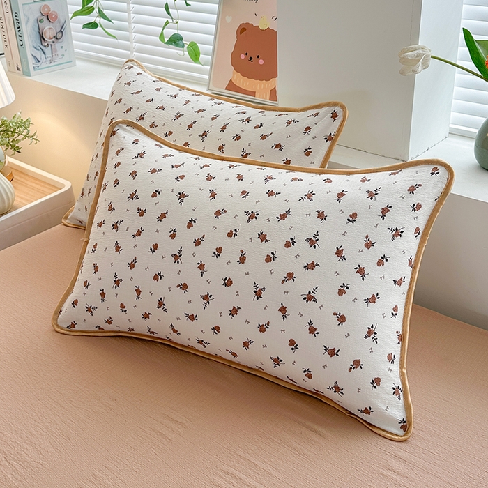 91家纺网 家纺一手货源 找家纺 爱洛家纺 2026新款印花皱皱纱四件套 秋栗拾光