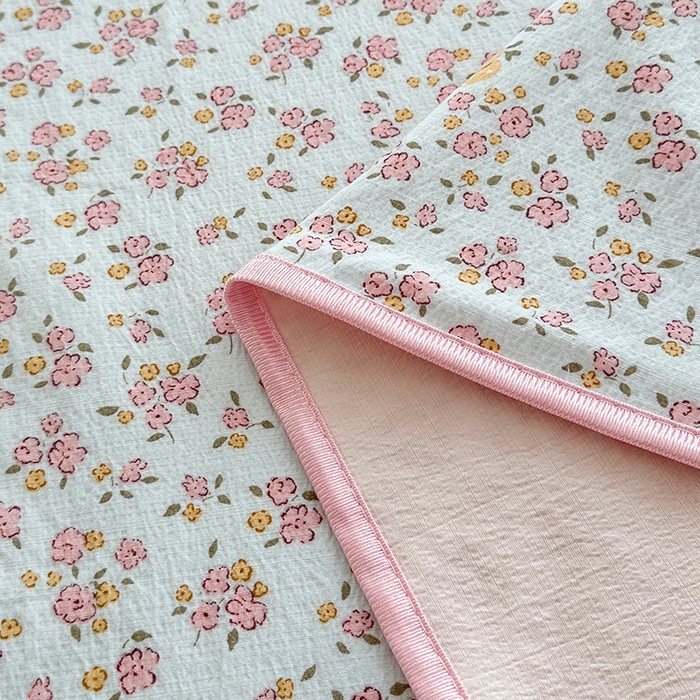 91家纺网 家纺一手货源 找家纺 爱洛家纺 2026新款印花皱皱纱四件套 青粉漫野