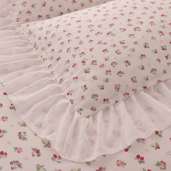 91家纺网 家纺一手货源 找家纺 （总）七七  2026新款13370印花全棉雪纺床裙款四件套