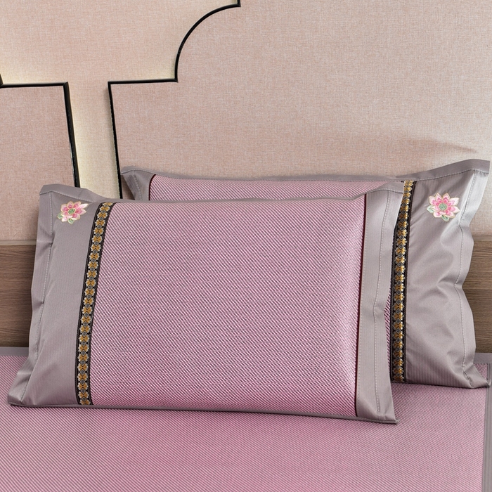 91家纺网 家纺一手货源 找家纺 娜朵家纺 2026新款荷塘月色冰藤双面席-床席款 荷塘月色-冰藤浅粉