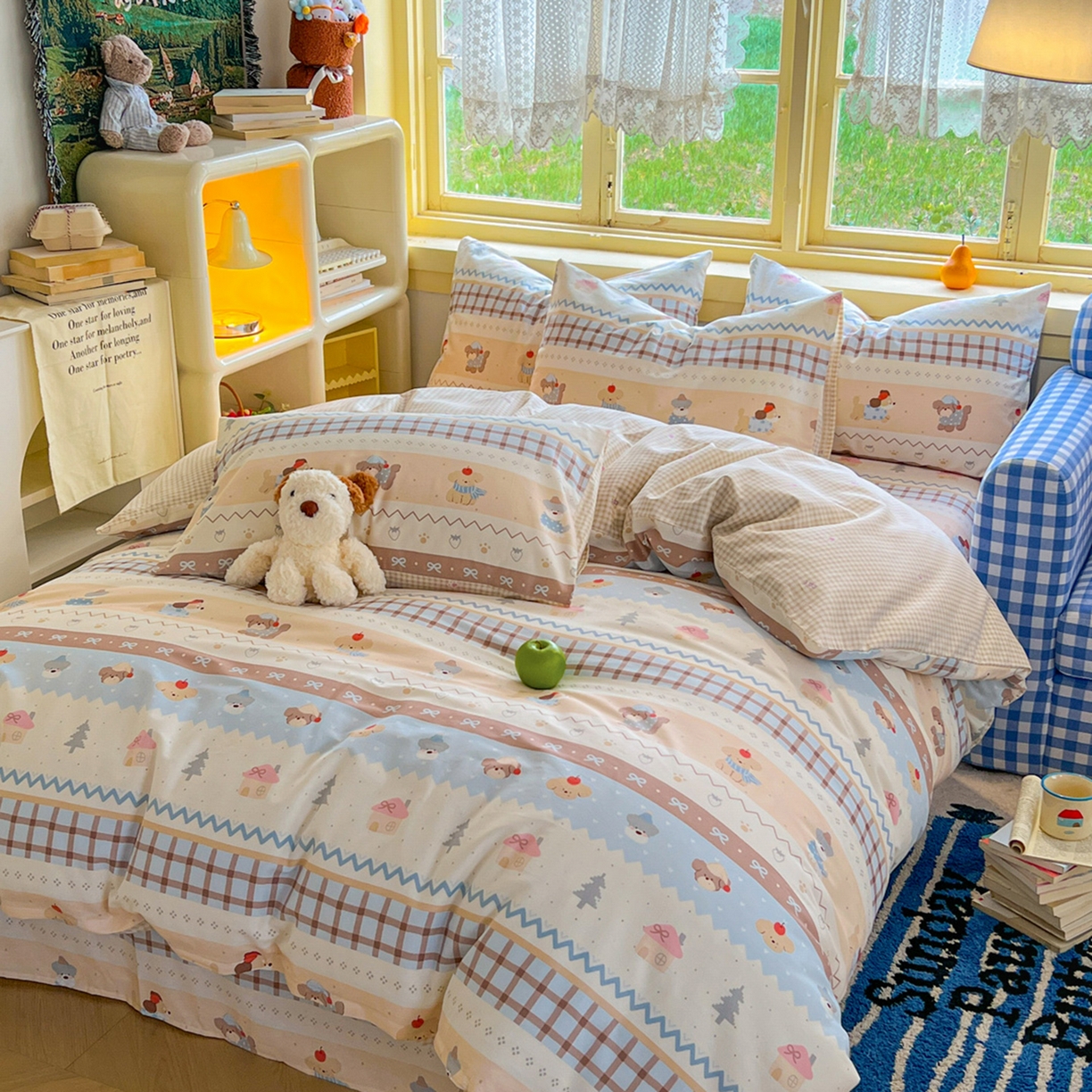 91家纺网 家纺一手货源 找家纺 简约家纺 2026新款全棉斜纹12868单被套系列 费尔岛小狗