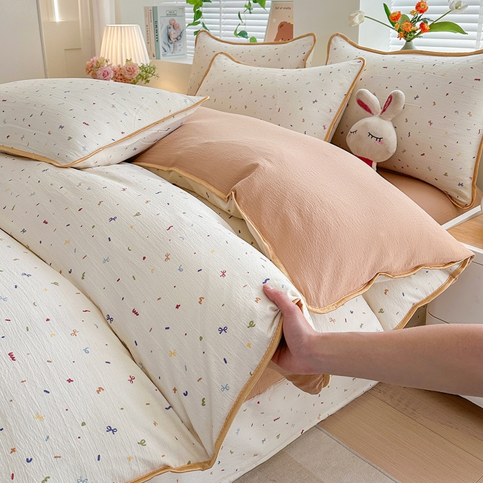 爱洛家纺 2026新款印花皱皱纱四件套 素低彩语