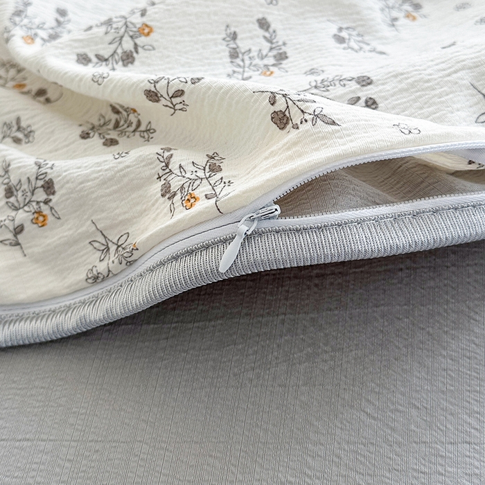 91家纺网 家纺一手货源 找家纺 爱洛家纺 2026新款印花皱皱纱四件套 云隙青叶