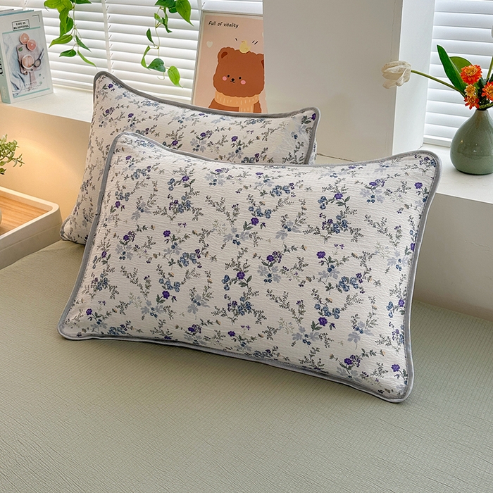 91家纺网 家纺一手货源 找家纺 爱洛家纺 2026新款印花皱皱纱四件套 雾蓝青序