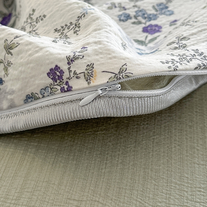 91家纺网 家纺一手货源 找家纺 爱洛家纺 2026新款印花皱皱纱四件套 雾蓝青序