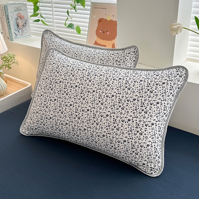 91家纺网 家纺一手货源 找家纺 爱洛家纺 2026新款印花皱皱纱四件套 墨蓝星絮