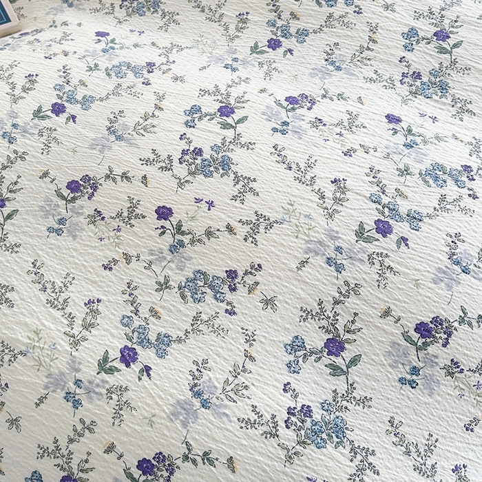 91家纺网 家纺一手货源 找家纺 爱洛家纺 2026新款印花皱皱纱四件套 雾蓝青序